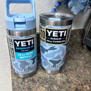 YETI Blue Camo Rambler Jr. Bottle and Tumbler Set- SOLD OUT